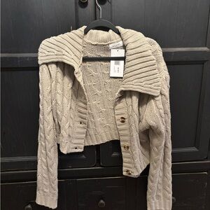 Cable Knit Cream cropped Sweater